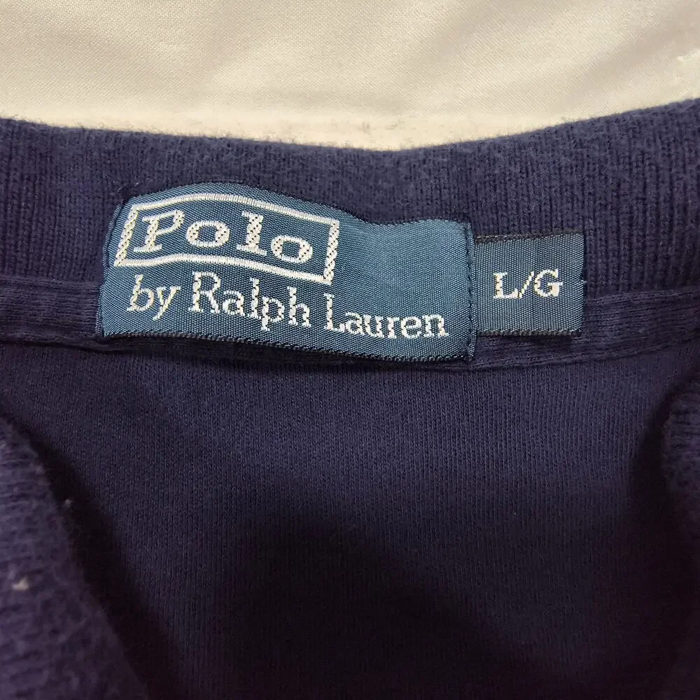Polo by Ralph Lauren Short Sleeve Collared Polo Shirt Mens Size Large L Navy Red